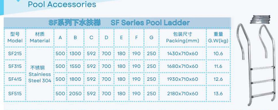 SF215 Escalera de piscina de acero inoxidable