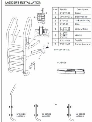 Pasos de la escalera de la piscina de SS304 Inground