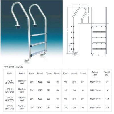 Pasos de la escalera de la piscina de SS304 Inground