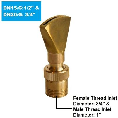 1" charca de agua ajustable completamente de cobre amarillo del jet de la boca de la fuente de agua de la fan de la dirección Sprilker
