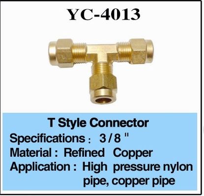 Colocaciones de la característica del agua de la niebla 1/4" conector de cobre amarillo de T