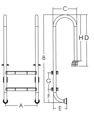 escalera de la piscina del acero inoxidable de 1.2m m