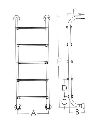 4 escalera de la piscina del acero inoxidable de los pasos 1.0m m