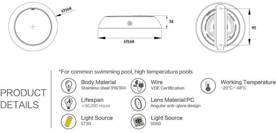 Solo color Ip68 luces LED subacuáticas de la prenda impermeable de 12 vatios