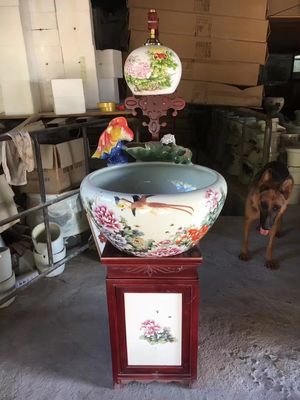Cuenco casero de los pescados del SGS Koi de la decoración con el modelo de la peonía