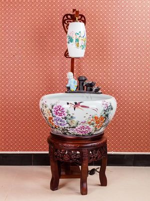 Cuenco casero de los pescados del SGS Koi de la decoración con el modelo de la peonía